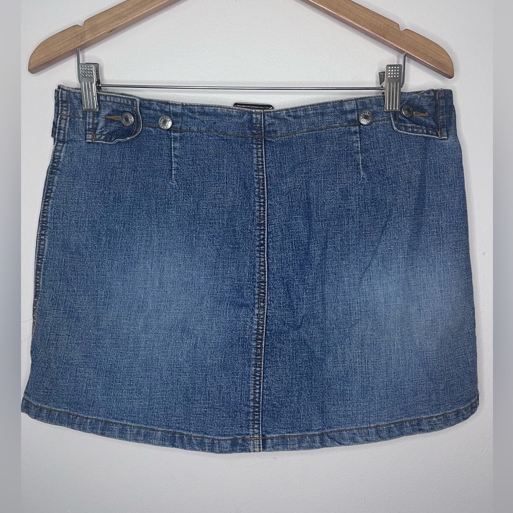 Bailey's Point Denim Belted Mini Skirt Skort Vintage Y2K Women's Size 12 Pockets - Picture 6 of 7